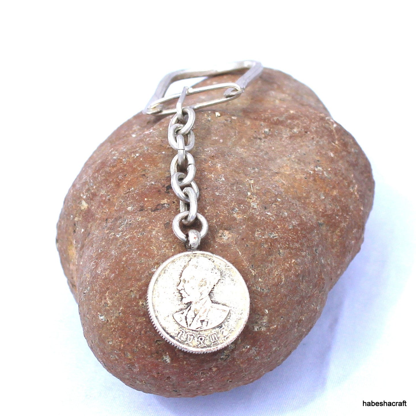 Old Haile Selassie Coin Key holder. Handmade Ethiopian Lion of Judah key holder. keychain. Christian gift, Unique gift