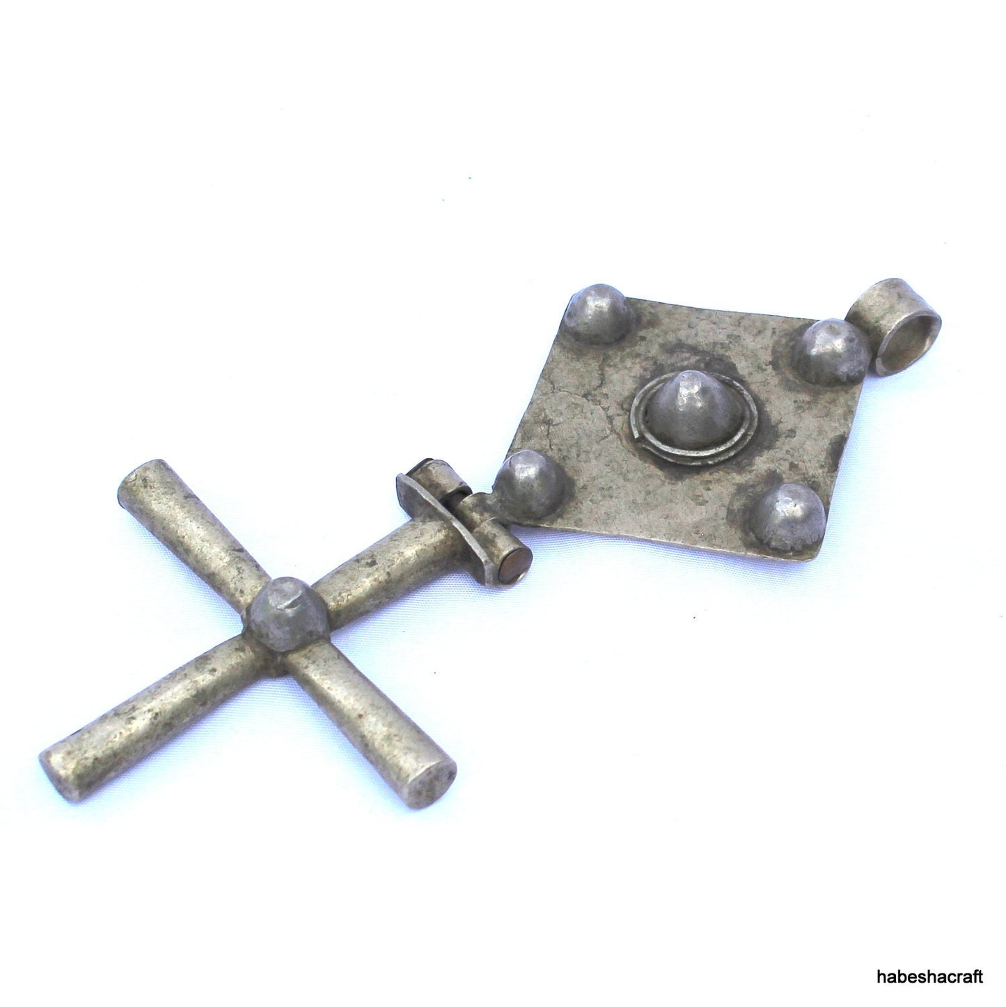 Old Ethiopian Cross Pendant. Large Neck pendant 7" L. Ethiopian Art. Gothic cross pendant. Celtic cross pendant, Ethiopian Cross.