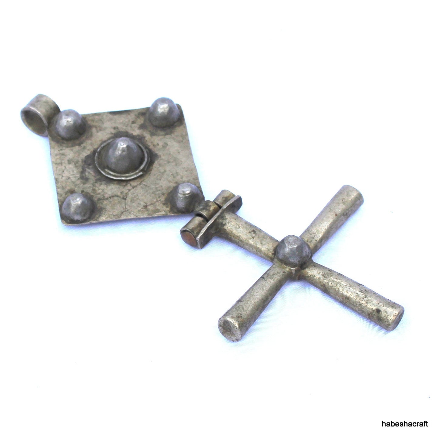 Old Ethiopian Cross Pendant. Large Neck pendant 7" L. Ethiopian Art. Gothic cross pendant. Celtic cross pendant, Ethiopian Cross.
