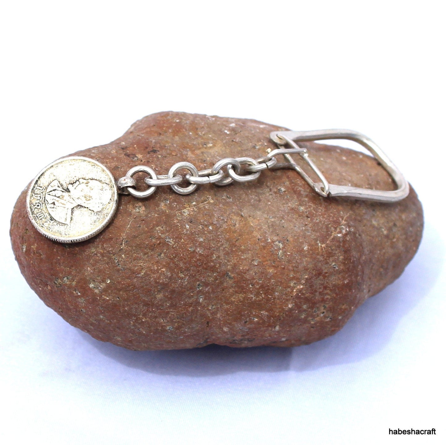 Old Haile Selassie Coin Key holder. Handmade Ethiopian Lion of Judah key holder. keychain. Christian gift, Unique gift