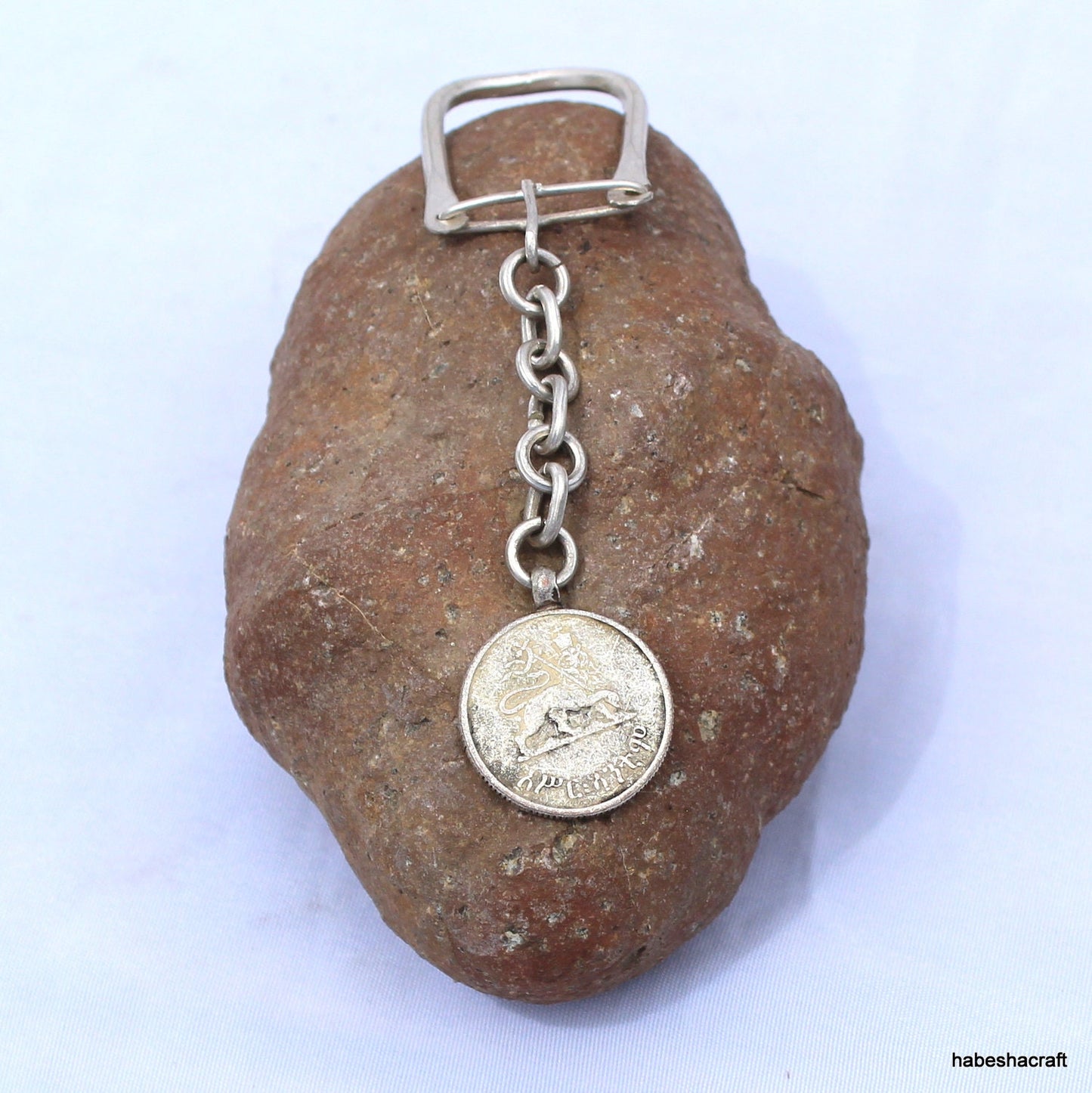 Old Haile Selassie Coin Key holder. Handmade Ethiopian Lion of Judah key holder. keychain. Christian gift, Unique gift
