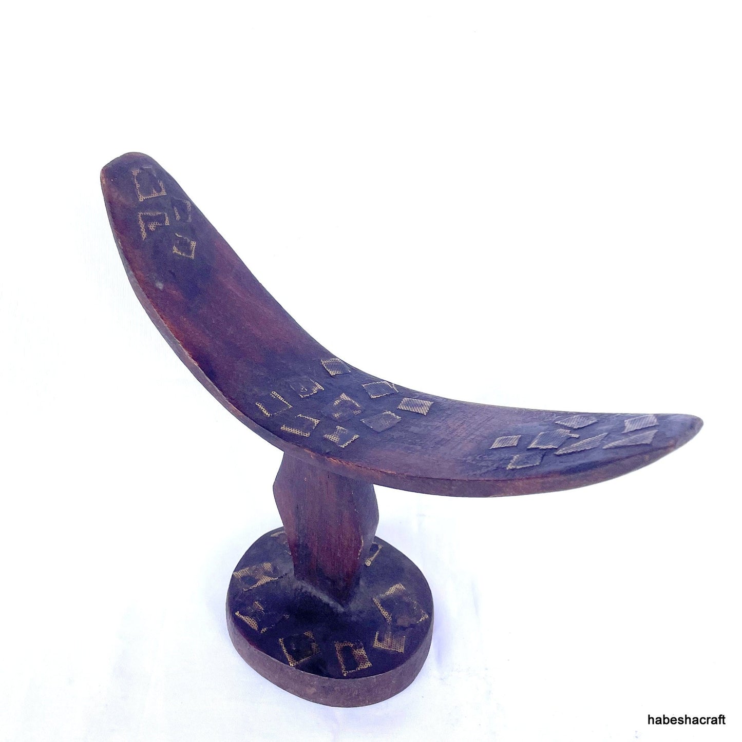 Ethiopian Headrest With Intricate Engravings, African Headrest: Ethiopian ethnic Somali wooden headrest, tribal art