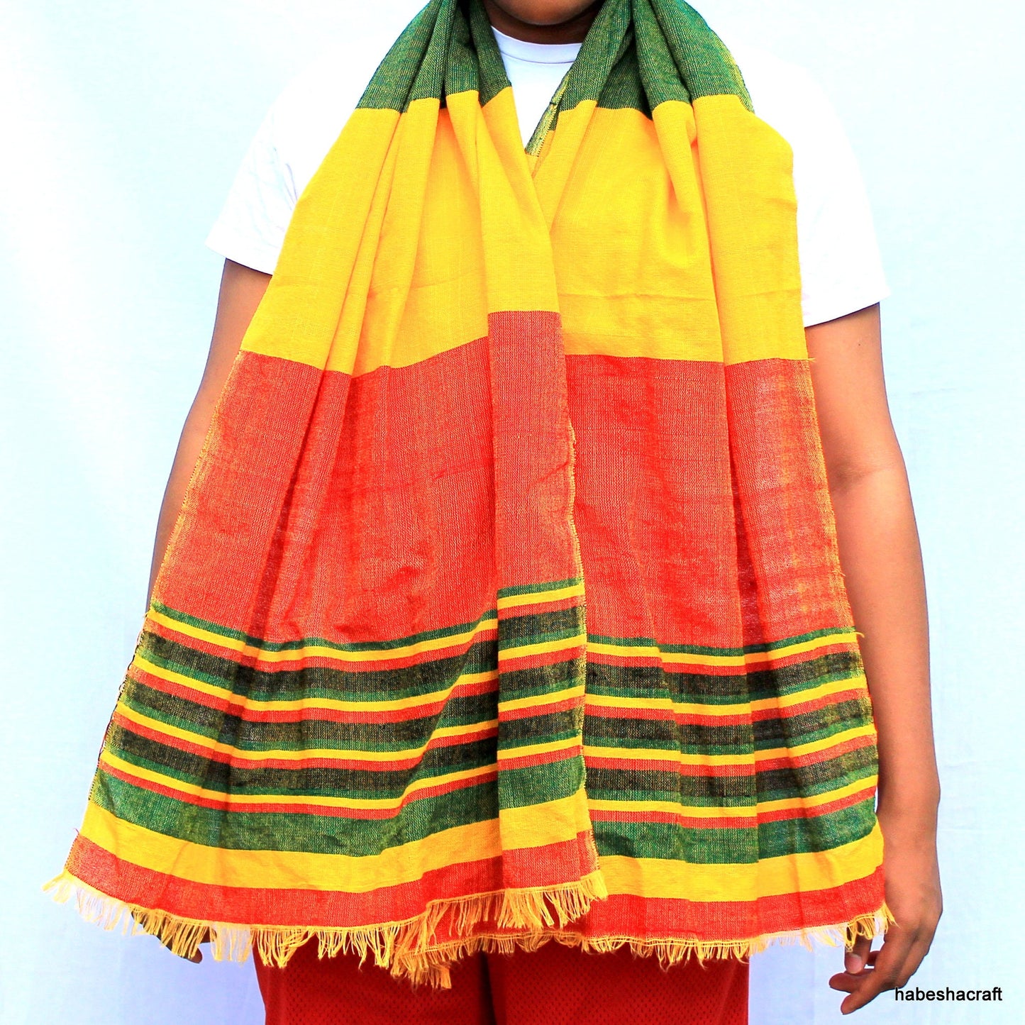 Ethiopian Rasta scarf Netela Rasta shawl Lightweight green gold red Ethiopian scarf, Ethiopian clothes, handmade Habesha dresses