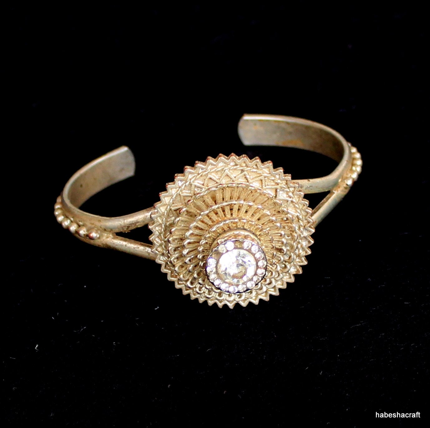Authentic Vintage Silver Alloy Bracelet from Harare, Ethiopia - Museum Quality Jewlery for 7 Inch Wrist. Ethnic Jewlery, Old Jewlery
