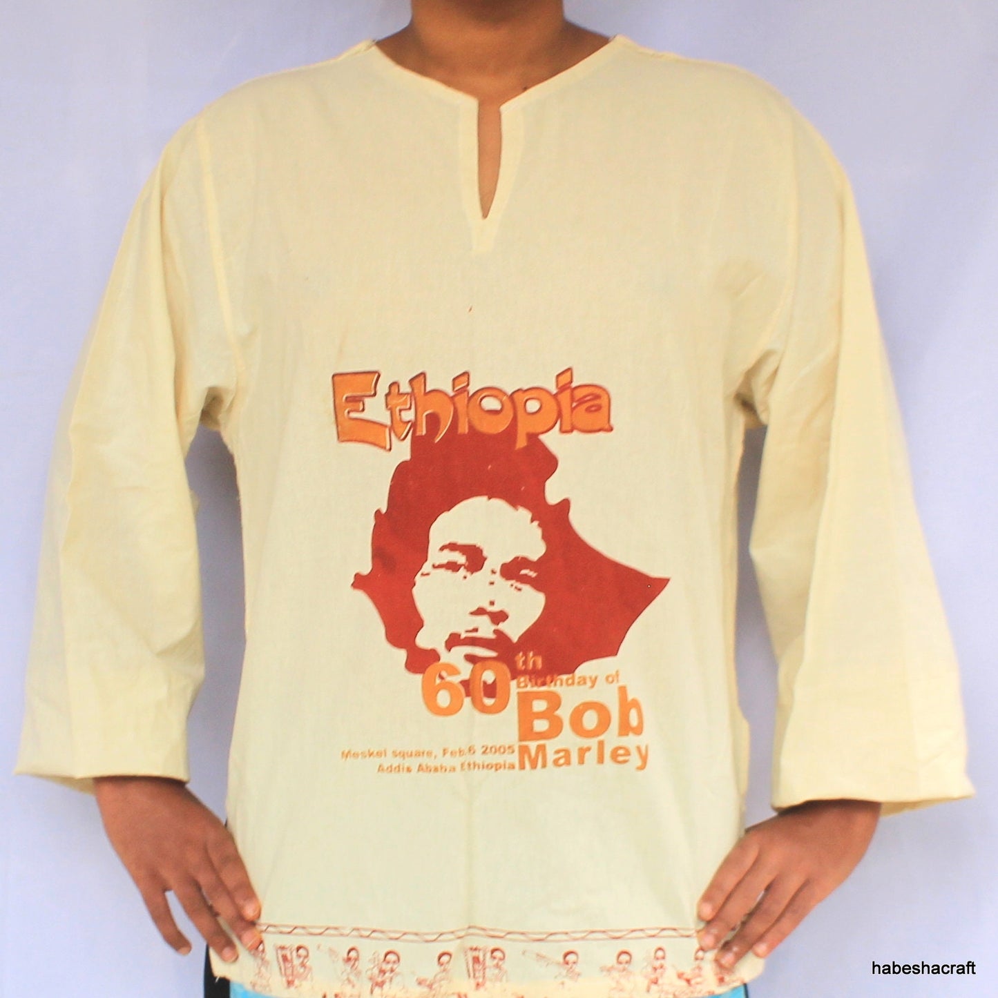 Ethiopian t-shirts printed to celebrate the 60th birthday of Bob Marley's, 2005 Addis Ababa .
