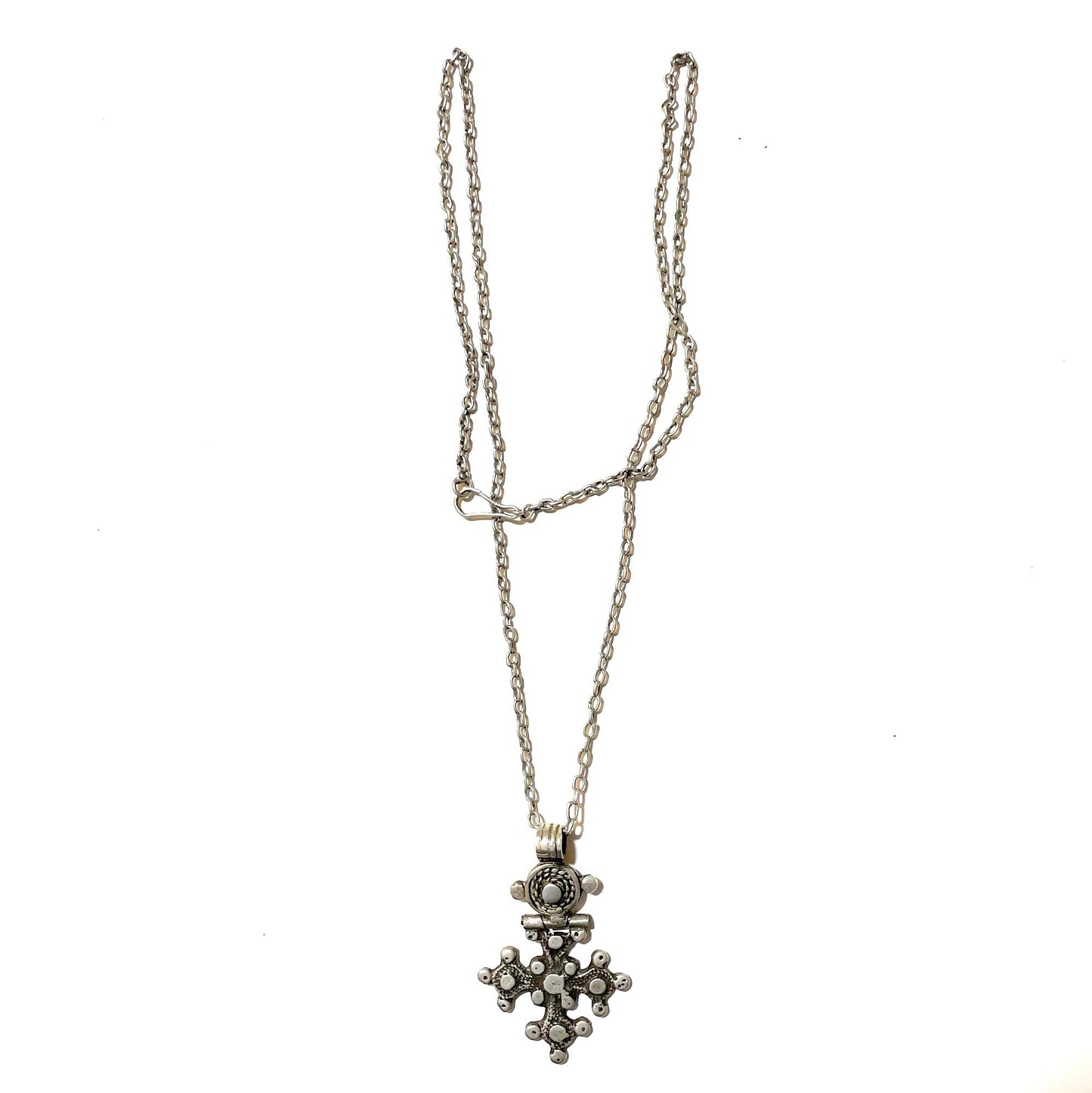 Old Traditionally Handmade Ethiopian Christian Silver Necklace. Pictorial Cross, Ethnic Jewlery, Christian art, Ethiopian Christian jewelry.