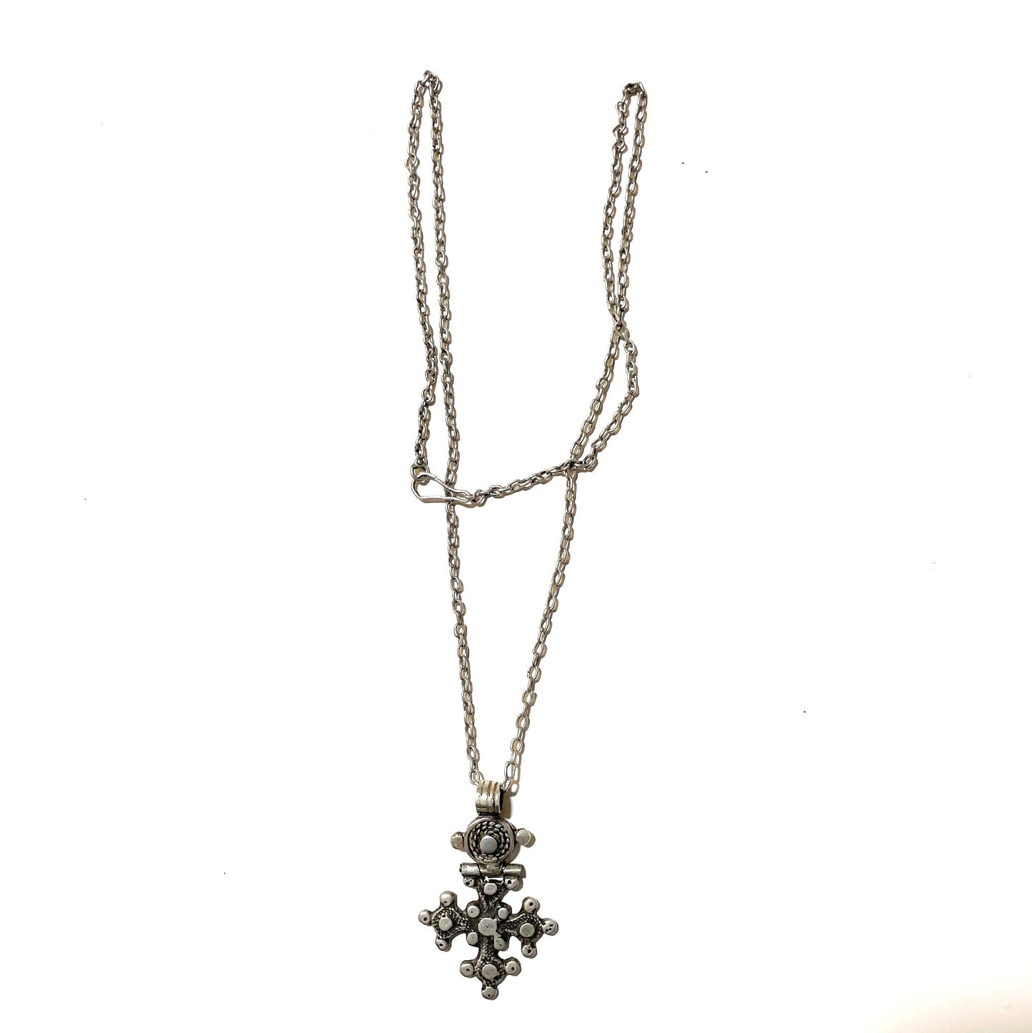 Old Traditionally Handmade Ethiopian Christian Silver Necklace. Pictorial Cross, Ethnic Jewlery, Christian art, Ethiopian Christian jewelry.
