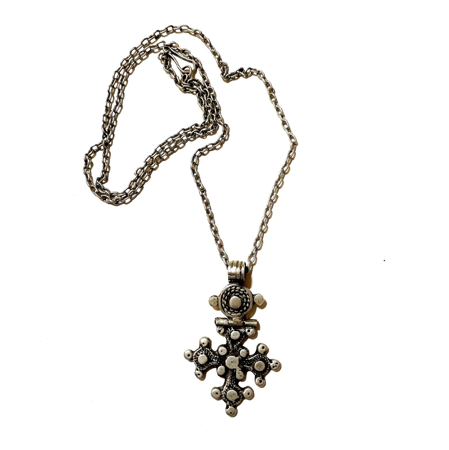 Old Traditionally Handmade Ethiopian Christian Silver Necklace. Pictorial Cross, Ethnic Jewlery, Christian art, Ethiopian Christian jewelry.