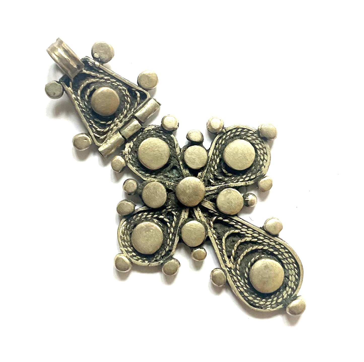 Antique Ethiopian Silver Cross Pendant - Unique Christian Jewelry with Pictorial Design. Ethiopian Orthodox Christian Cross Pendant.