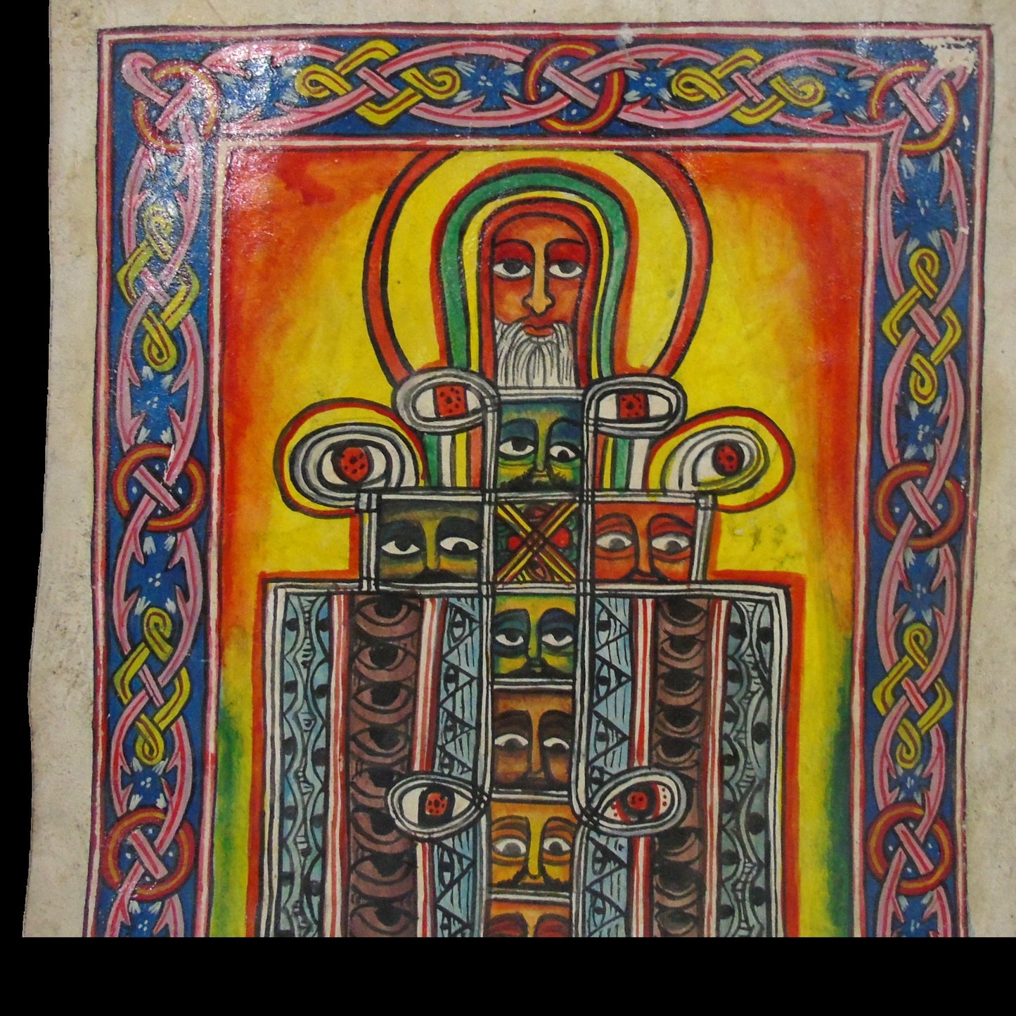 Ethiopian Orthodox Christian Home protection Icon. Orthodox icon. Ethiopian Coptic Christian Icon, Leather Prayer Icon. Religious Art