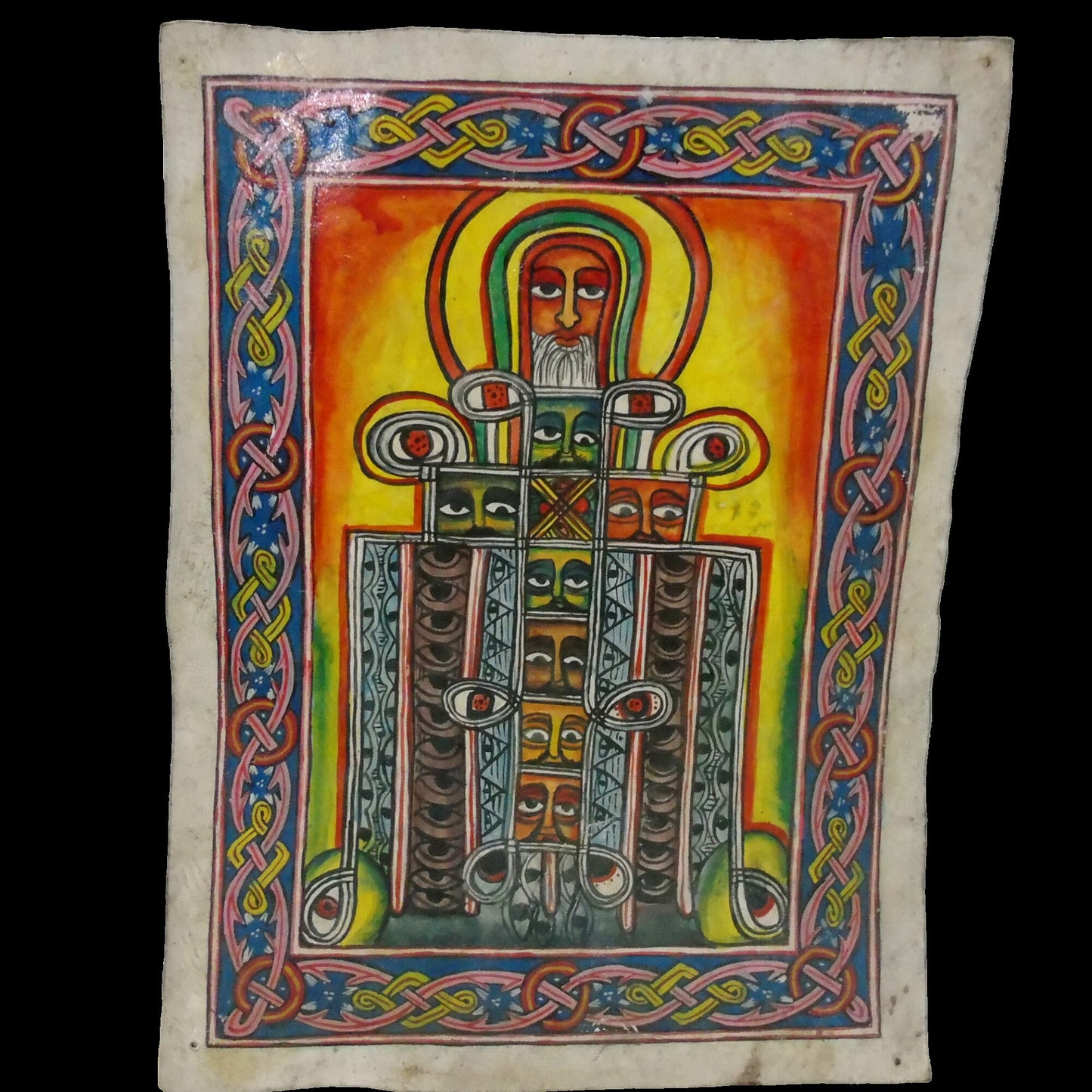 Ethiopian Orthodox Christian Home protection Icon. Orthodox icon. Ethiopian Coptic Christian Icon, Leather Prayer Icon. Religious Art
