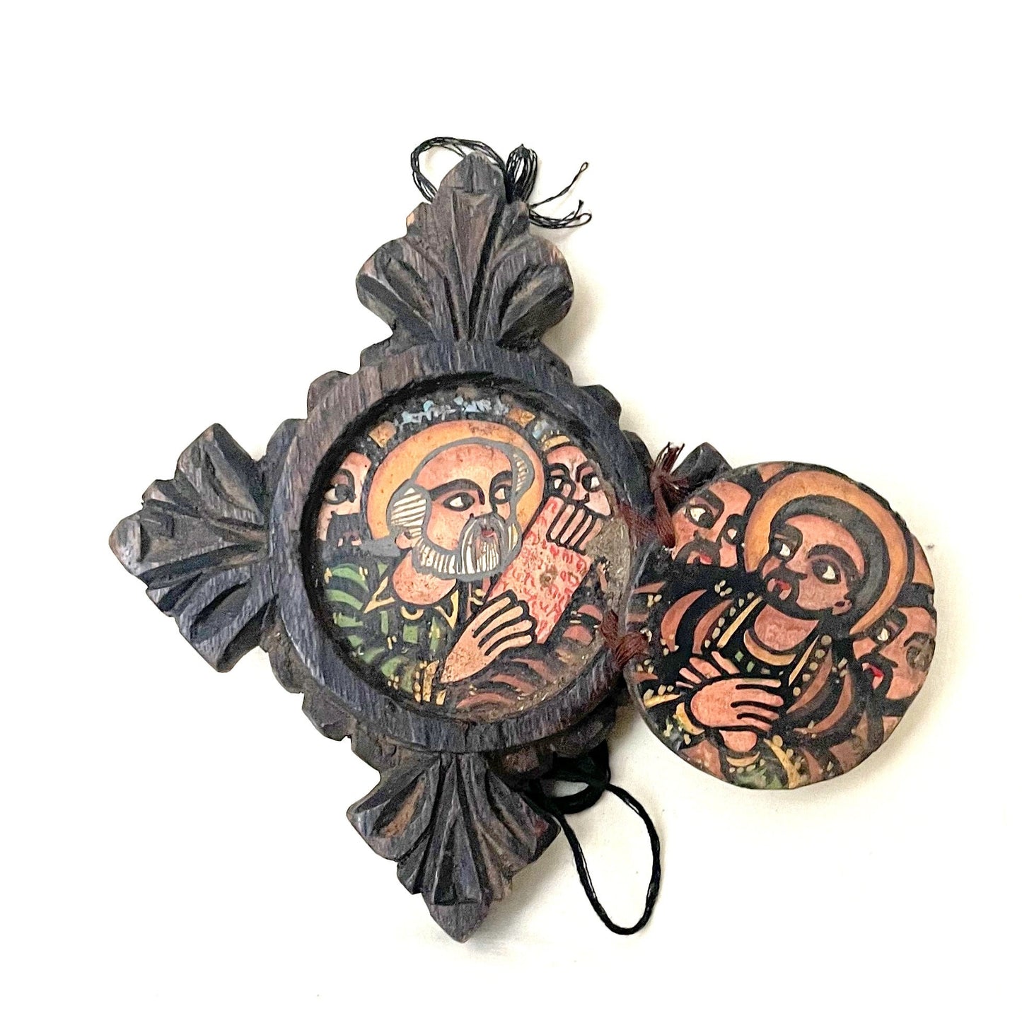 Ethiopian Pocket Prayer Icon, Hand Carved Wooden Coptic Art, Christian Art, Old Ethiopian Coptic Icon, Ethiopian Religious Art, Collectible