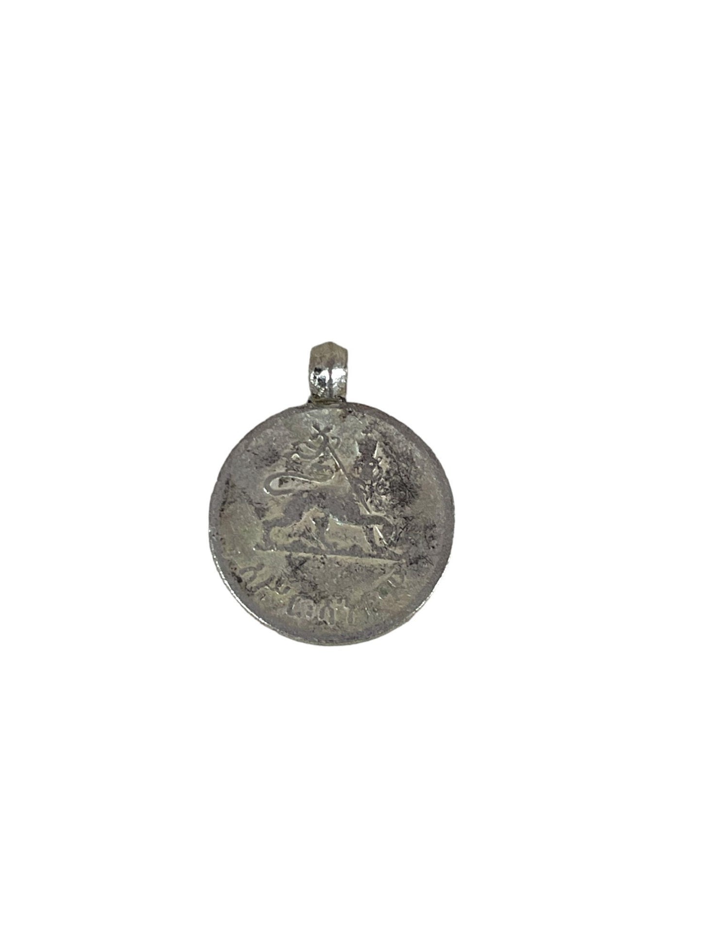Old HAILE SELASSIE Silver 10 cent coin lion of Judah Pendant. Made in the 1930s. Rasta Jewelry, Silver Jewlery