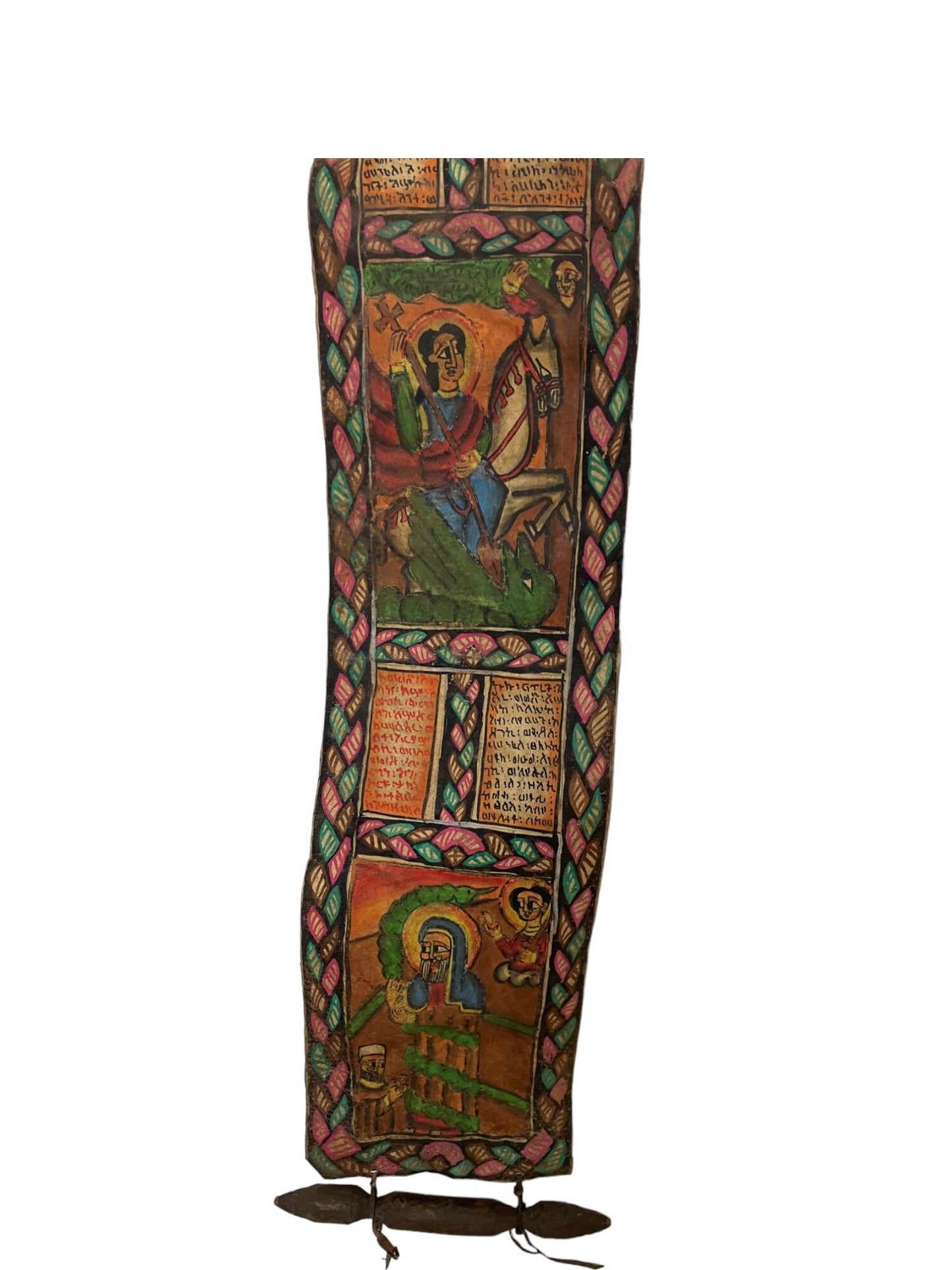 Large protective panting's, Magic scroll, Healing Scroll. Antique Ethiopia Christian leather painting. Ethiopian Scroll, manuscript,