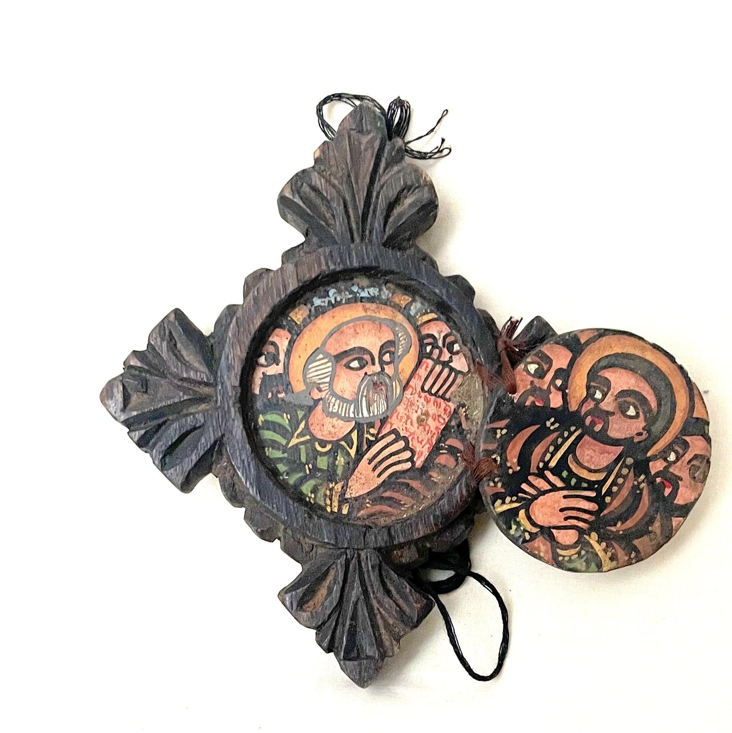 Ethiopian Pocket Prayer Icon, Hand Carved Wooden Coptic Art, Christian Art, Old Ethiopian Coptic Icon, Ethiopian Religious Art, Collectible