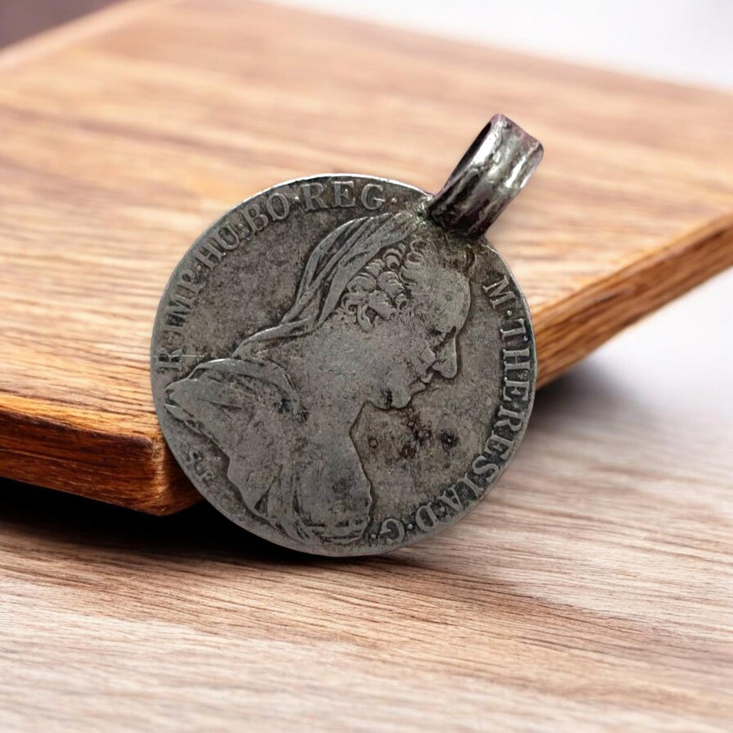 Vintage Ethiopia Austria Maria Theresa Silver Coin Pendant.