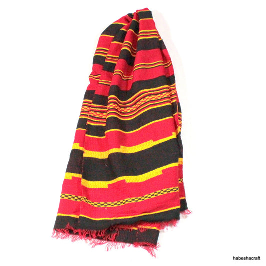 Ethiopian Red Gold Black Stripe Scarf  Traditional Ethnic Wolita Cotton Clothe. handmade cotton scarves,Ethiopian clothes, Habesha dresses.