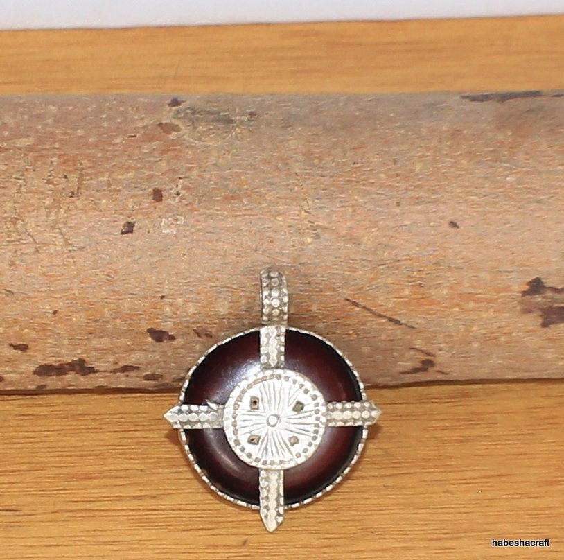 Old Amber silver cross pendant from the Gurage People of Ethiopia. African Jewellery, Ethiopian Jewellery, Ethnic Jewellery