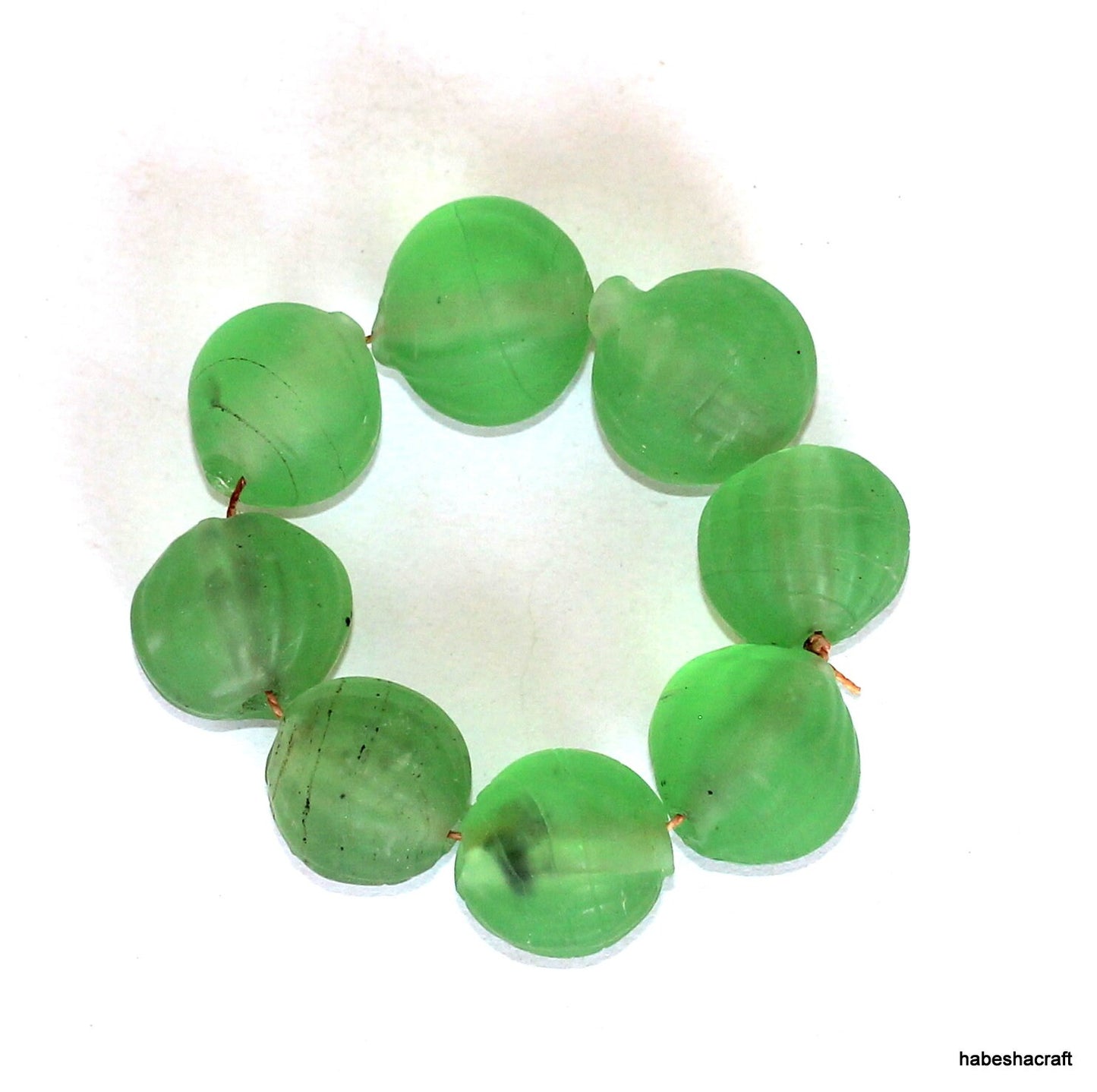 Old Ethiopian Green Glass Vaseline Beads.  African trade beads. Ethiopian beads, African beads, African tribal beads ,Venetian trade beads