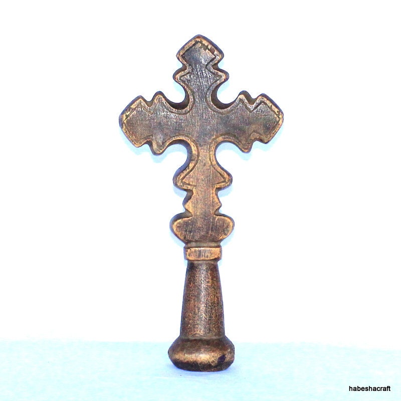 Antique Ethiopian Orthodox Christian cross,12" L. Beautifully hand carved Wooden cross. Coptic cross, Ethiopian art, Christian cross.