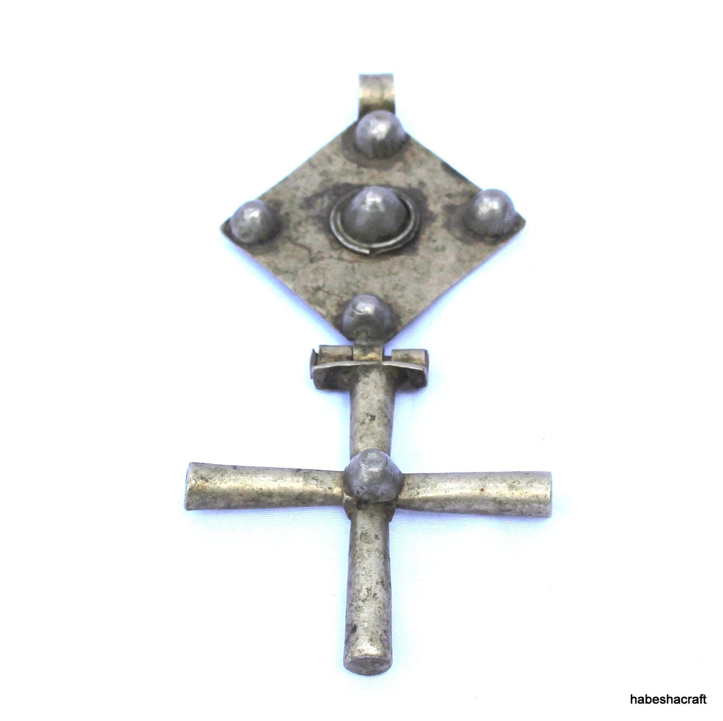 Old Ethiopian Cross Pendant. Large Neck pendant 7" L. Ethiopian Art. Gothic cross pendant.  Celtic cross pendant, Ethiopian Cross.