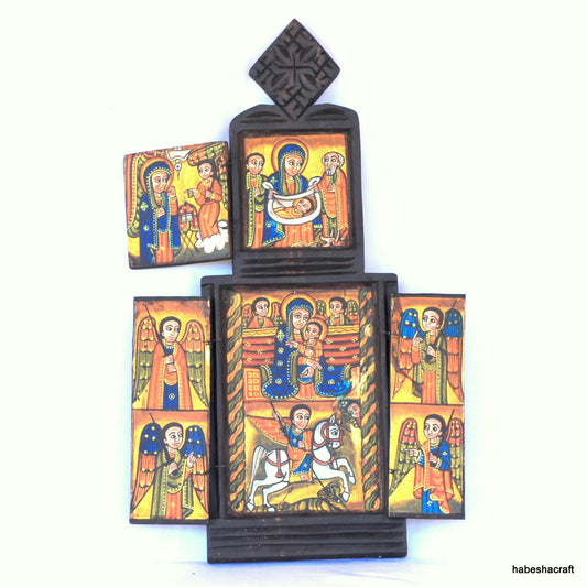 Ethiopia Christian Wooden Icon. Virgin Mary Holding Jesus,Prayer icon, Ethiopian Art, Ethiopian Collectibles,Ethiopian Religious Paintings