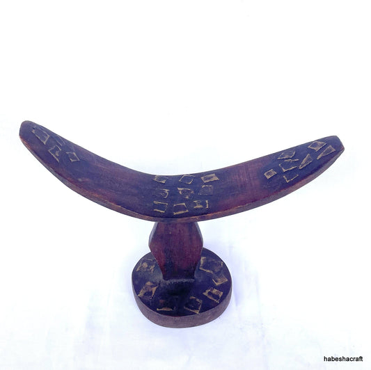 Ethiopian Headrest With Intricate Engravings, African Headrest: Ethiopian ethnic Somali wooden headrest, tribal art