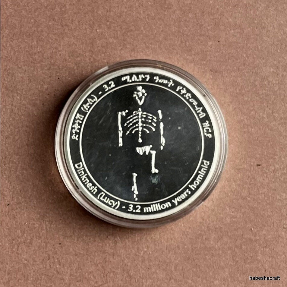 Ethiopian Commemorative Silver Coin. Silver coin. Ethiopia Millennium 20 Birr Silver Coin - Lucy Design - Ethiopia 2000 Millennium COIN