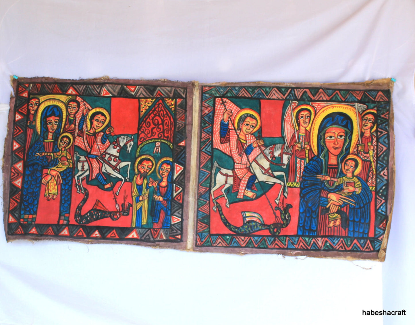 Simple Christian art. Christian art large. Old Ethiopian Traditional Canvas Painting. painting of Jesus Christe religious oil painting.