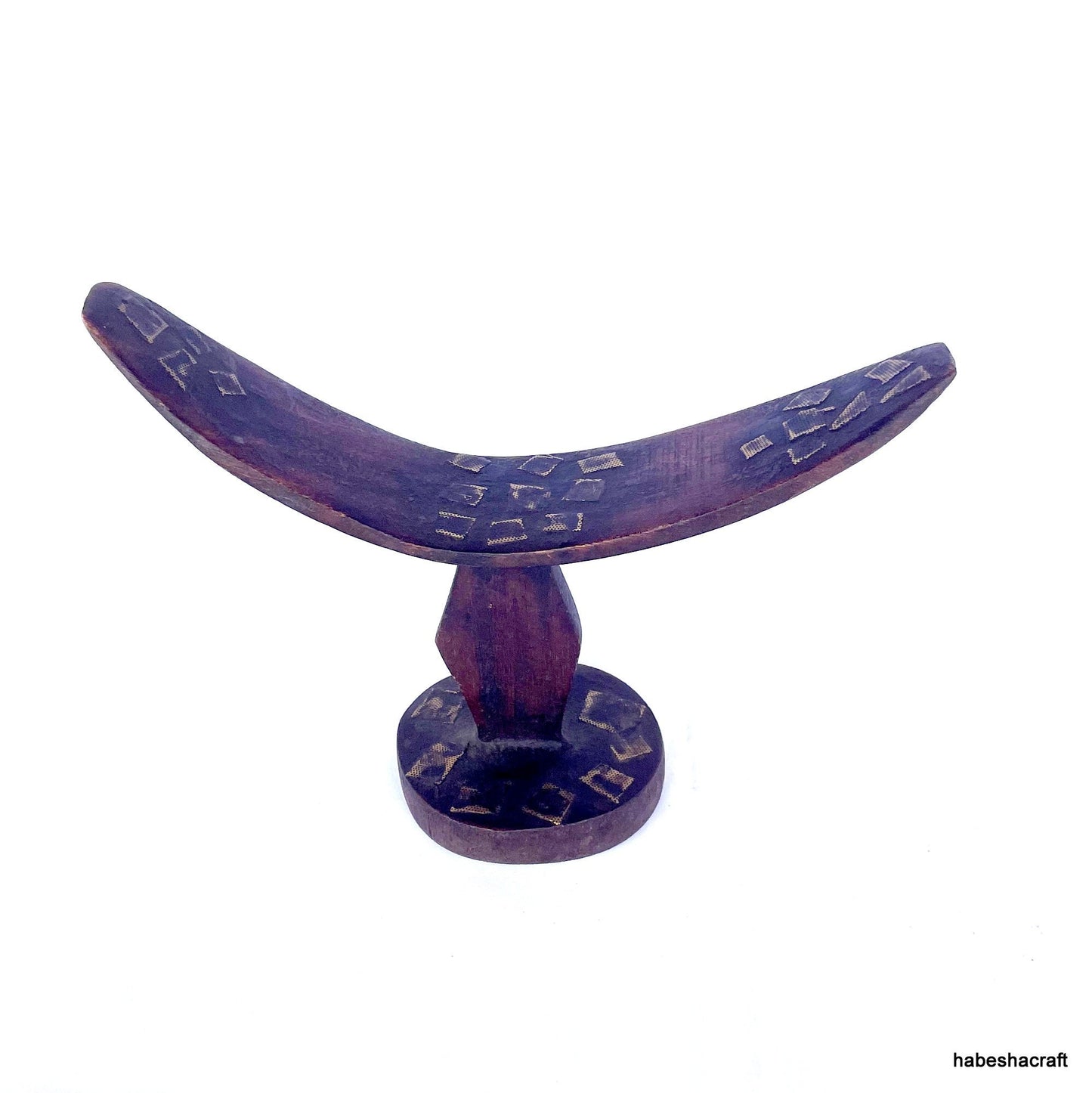 Ethiopian Headrest With Intricate Engravings, African Headrest: Ethiopian ethnic Somali wooden headrest, tribal art