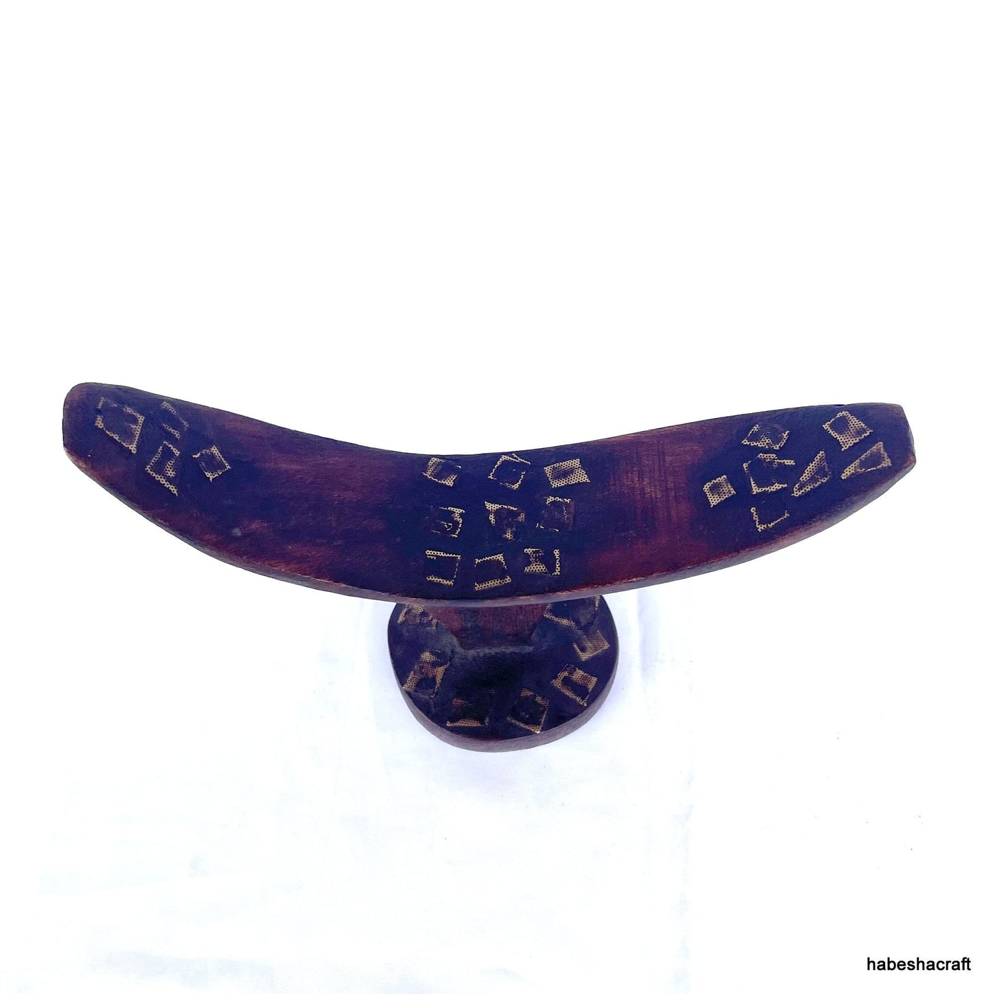 Ethiopian Headrest With Intricate Engravings, African Headrest: Ethiopian ethnic Somali wooden headrest, tribal art