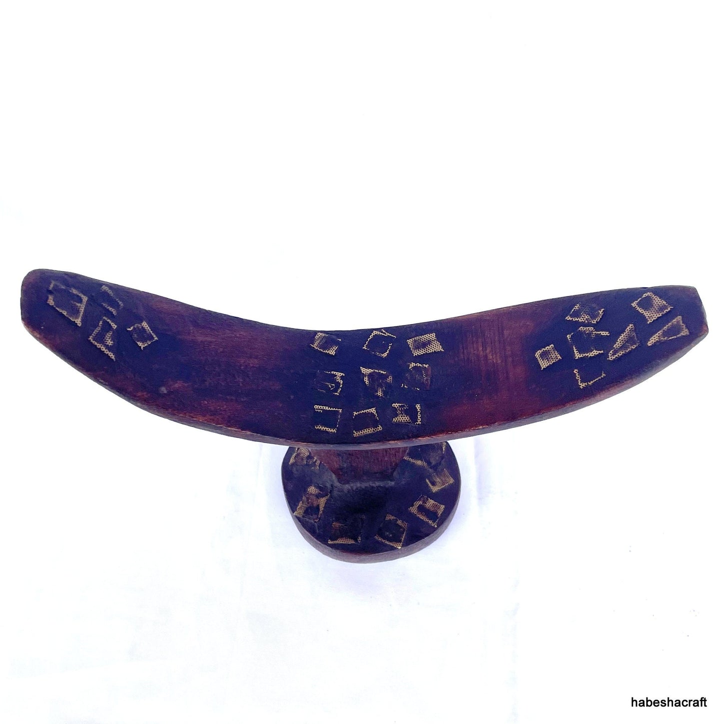 Ethiopian Headrest With Intricate Engravings, African Headrest: Ethiopian ethnic Somali wooden headrest, tribal art