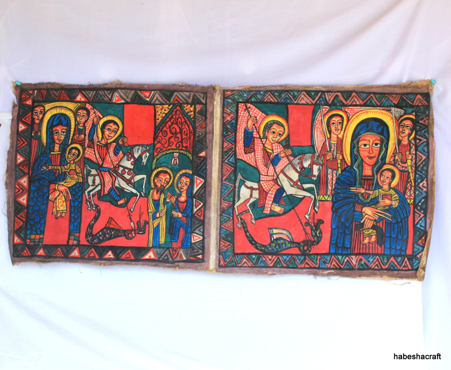 Simple Christian art. Christian art large. Old Ethiopian Traditional Canvas Painting. painting of Jesus Christe religious oil painting.