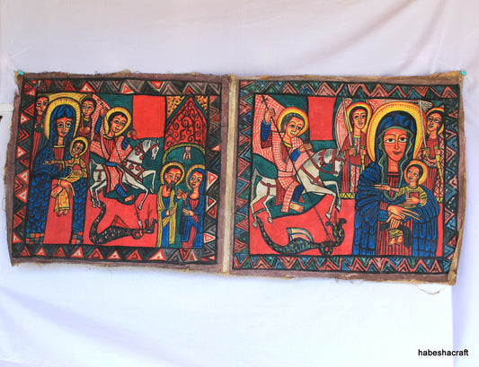 Simple Christian art. Christian art large. Old Ethiopian Traditional Canvas Painting. painting of Jesus Christe religious oil painting.