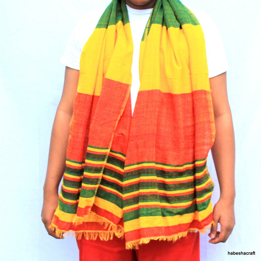 Ethiopian Rasta scarf Netela Rasta shawl Lightweight green gold red Ethiopian scarf, Ethiopian clothes, handmade Habesha dresses