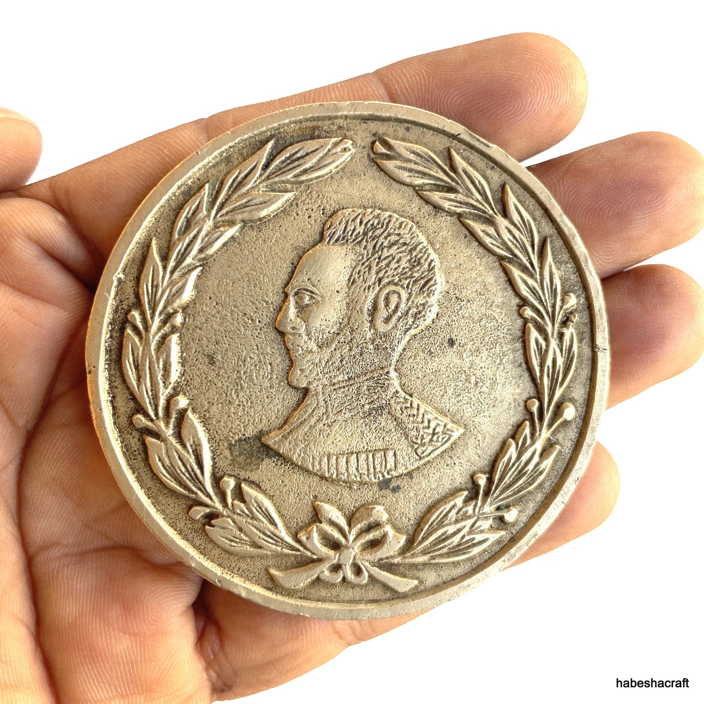 Large Ethiopian Haile Selassie Silver Jubilee Fair 1955 Table Coin. Haile Selassie Coin, Lion of Judah,