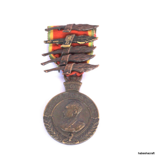 Old Haile Selassie Medal of the Campaign 1935-1941 the Patriot Medal with 5 palms. Ethiopian medal, Haile selassie Medal, Vintage medal.