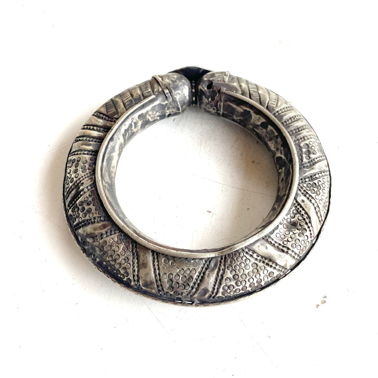 Vintage Ethiopian Silver Bangle - Ethnic Bracelet -Tribal Jewlery from the Harari Region of Ethiopia. Ethiopian Jewlery, Tribal Silver.