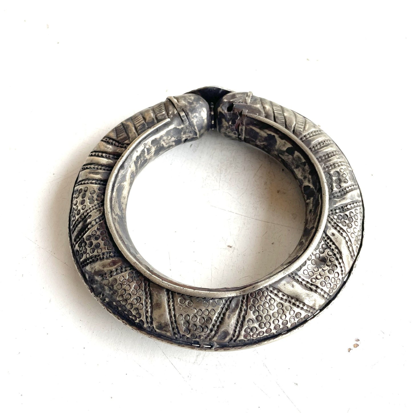 Vintage Ethiopian Silver Bangle - Ethnic Bracelet -Tribal Jewlery from the Harari Region of Ethiopia. Ethiopian Jewlery, Tribal Silver.