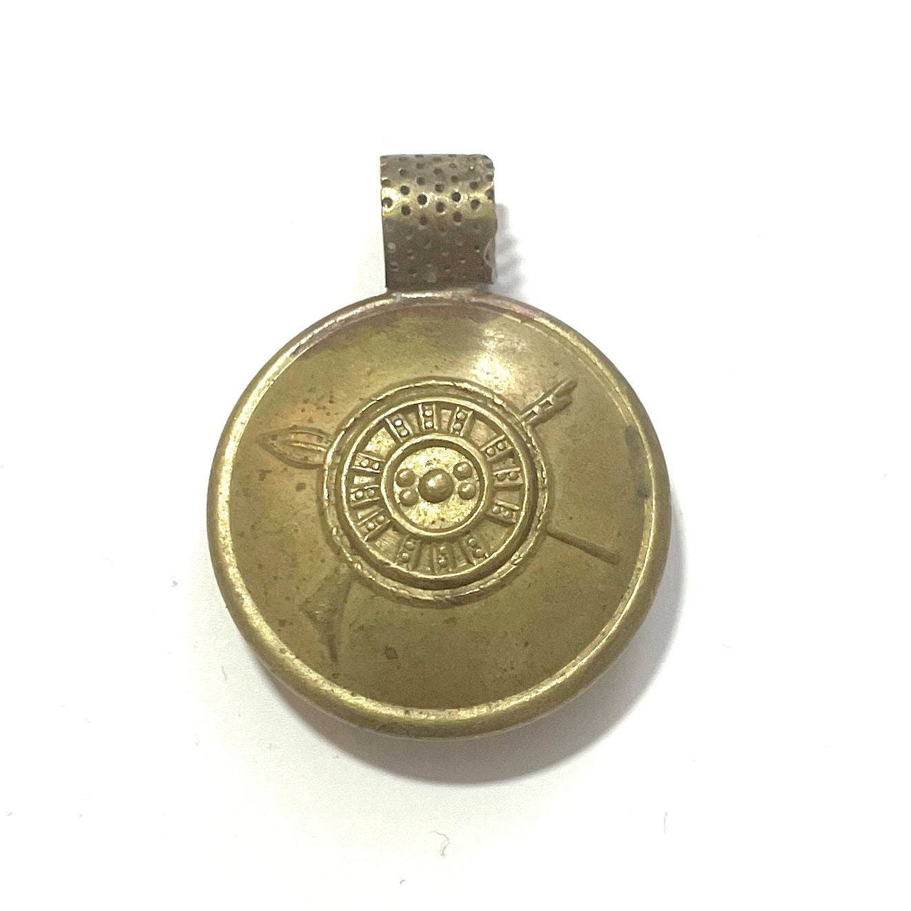 Old Ethiopia button Pendant. Made in 1970s, handmade jewellery, old jewellery, Lion of Judah