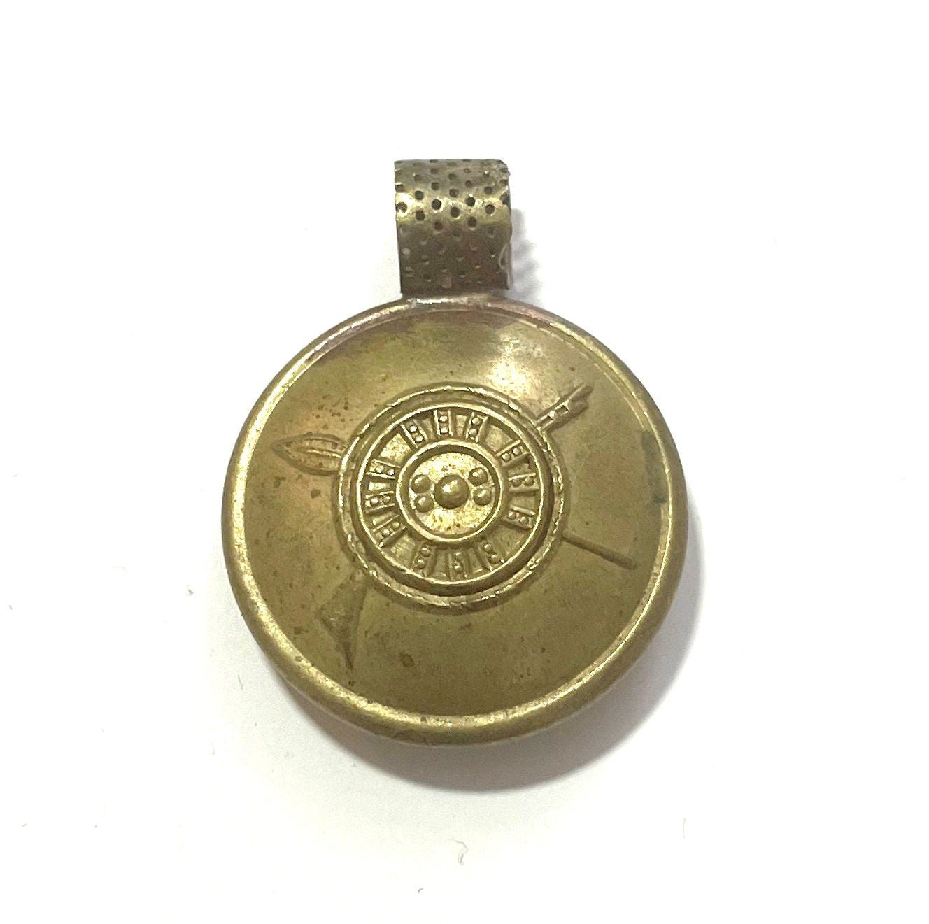 Old Ethiopia button Pendant. Made in 1970s, handmade jewellery, old jewellery, Lion of Judah