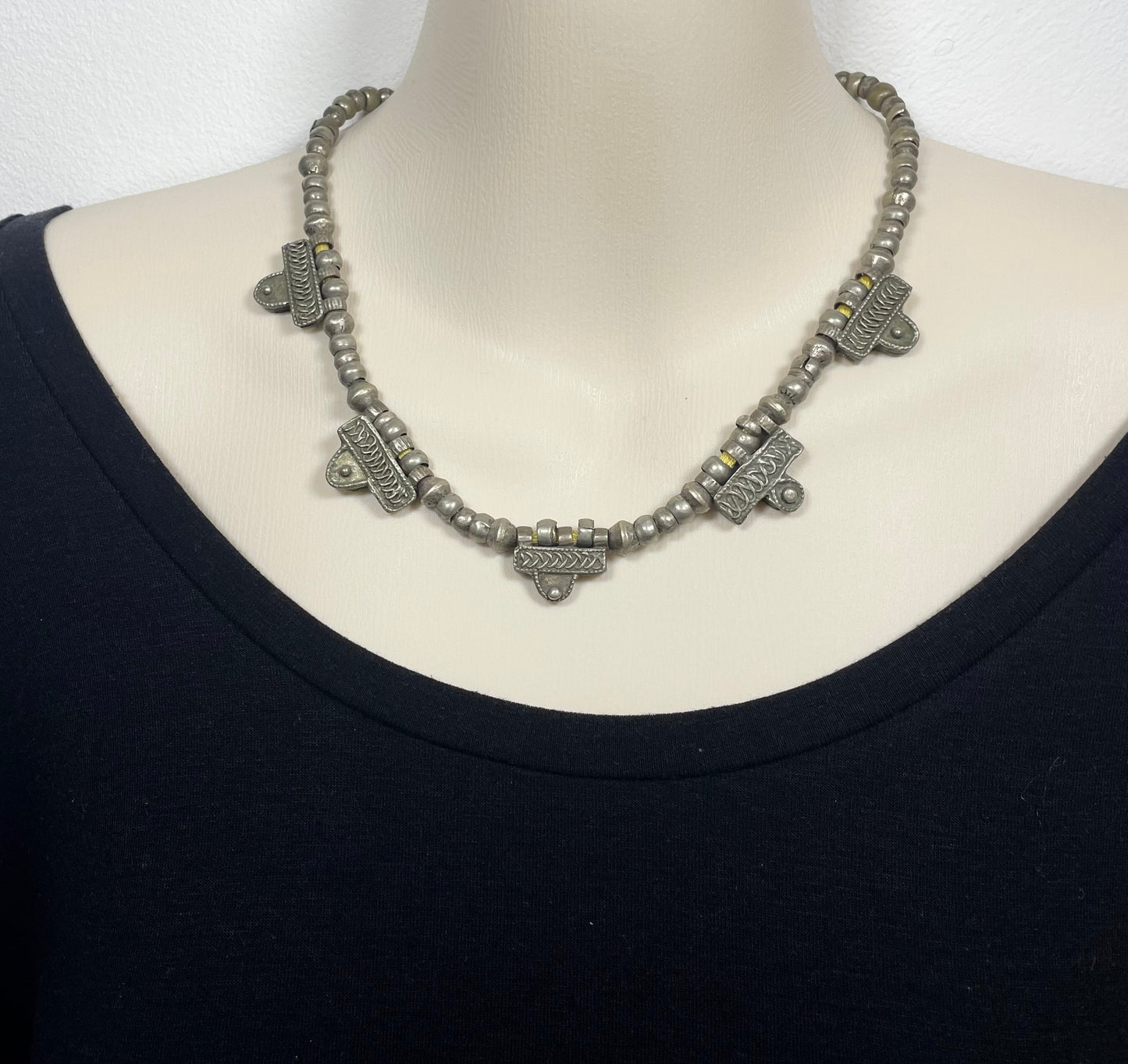 Antique Jewlery. Silver Necklace. African Jewlery, Ethiopian necklace, Tribal Jewlery. Antique Ethiopian Silver Prayer Beads Necklace.