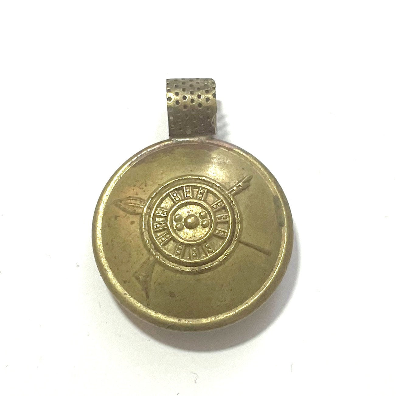 Old Ethiopia button Pendant. Made in 1970s, handmade jewellery, old jewellery, Lion of Judah