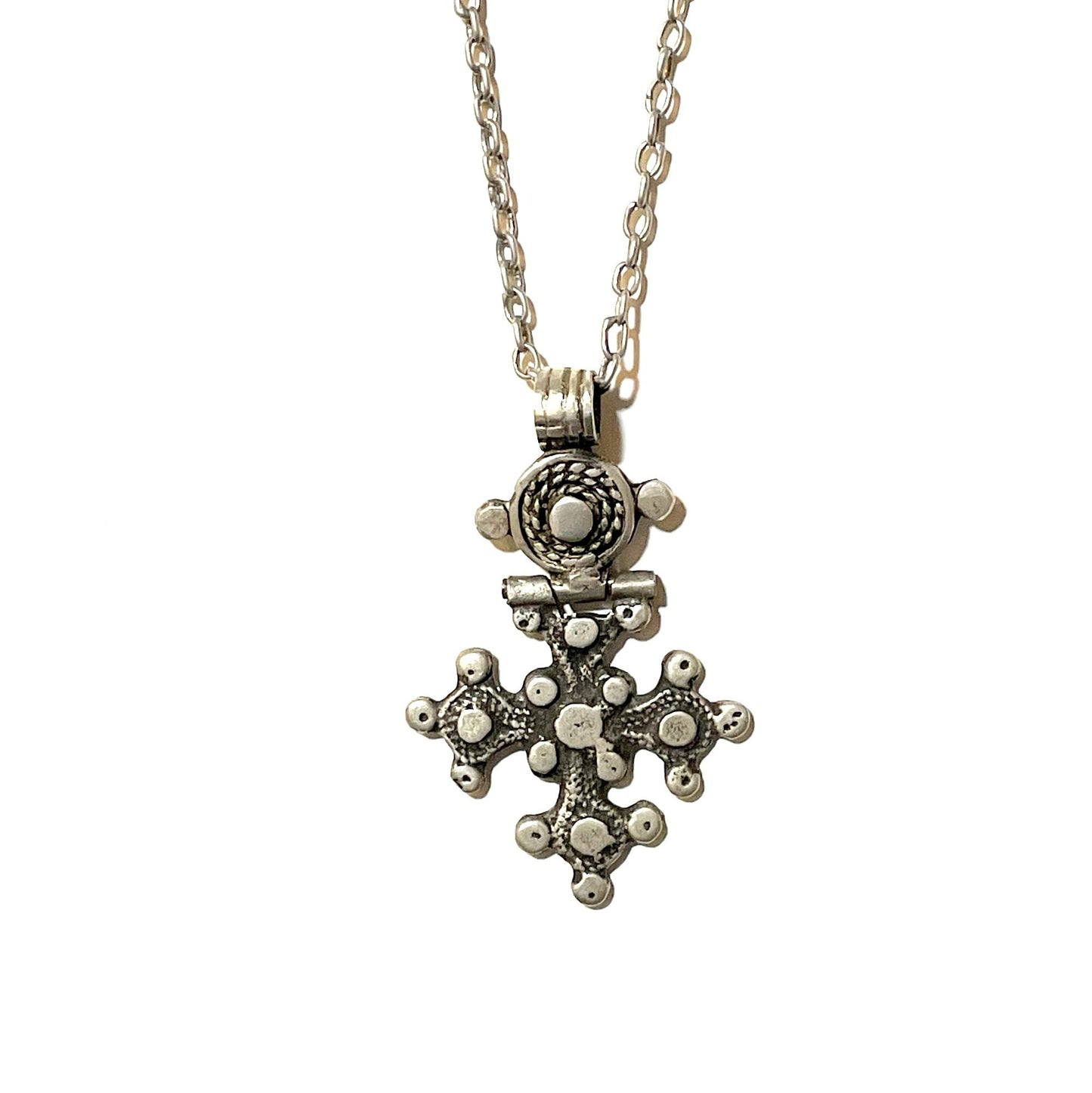 Old Traditionally Handmade Ethiopian Christian Silver Necklace. Pictorial Cross, Ethnic Jewlery, Christian art, Ethiopian Christian jewelry.