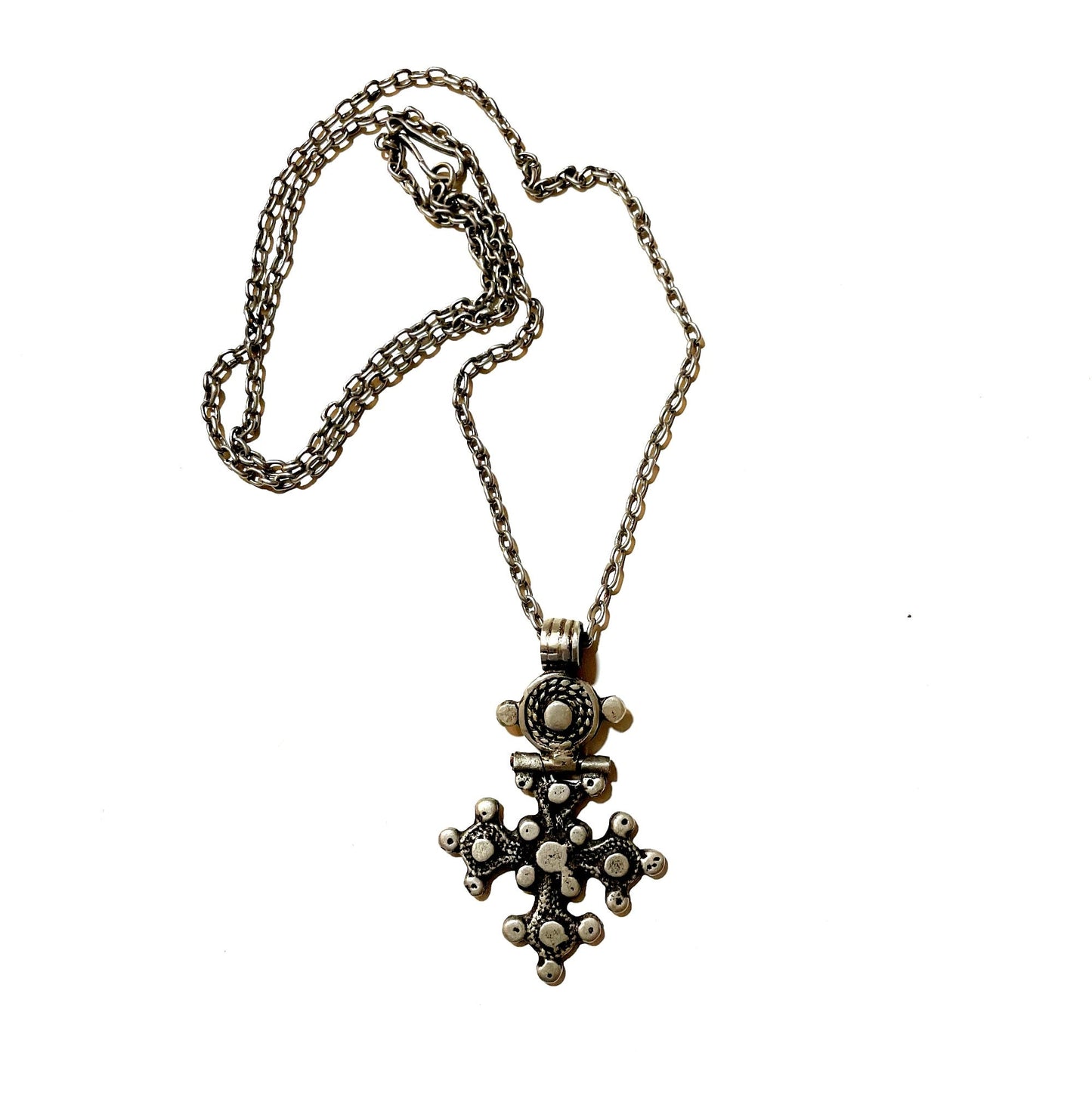 Old Traditionally Handmade Ethiopian Christian Silver Necklace. Pictorial Cross, Ethnic Jewlery, Christian art, Ethiopian Christian jewelry.