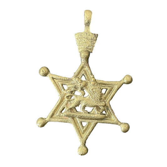 Ethiopian Lion of Judah Star of David Pendant - Haile Selassie Rasta Jewelry. Lion of Judah Necklace - Handmade Pendant, Sacred symbol