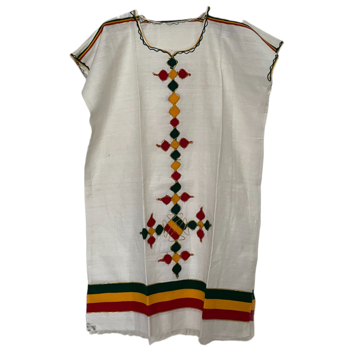 Handmade Traditional Ethiopian Rasta Colour Dress. - Habesha Kemis, African Clothing, Ethiopian Fashion, Traditional Attire