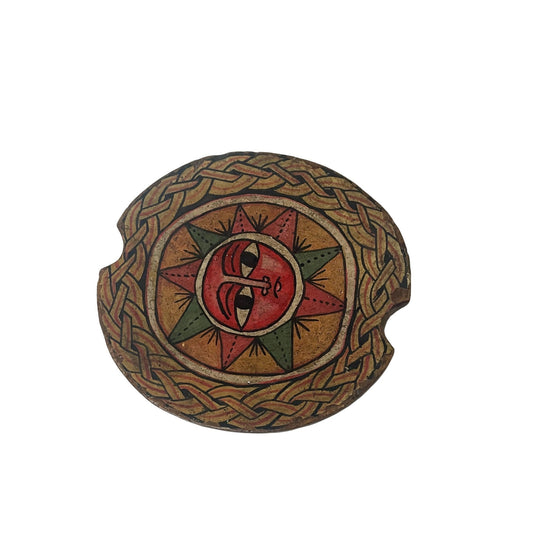 Ethiopian Headrest with Beautiful Traditional Paintings , African Headrest: Ethiopian ethnic Gurage wooden headrest, tribal art