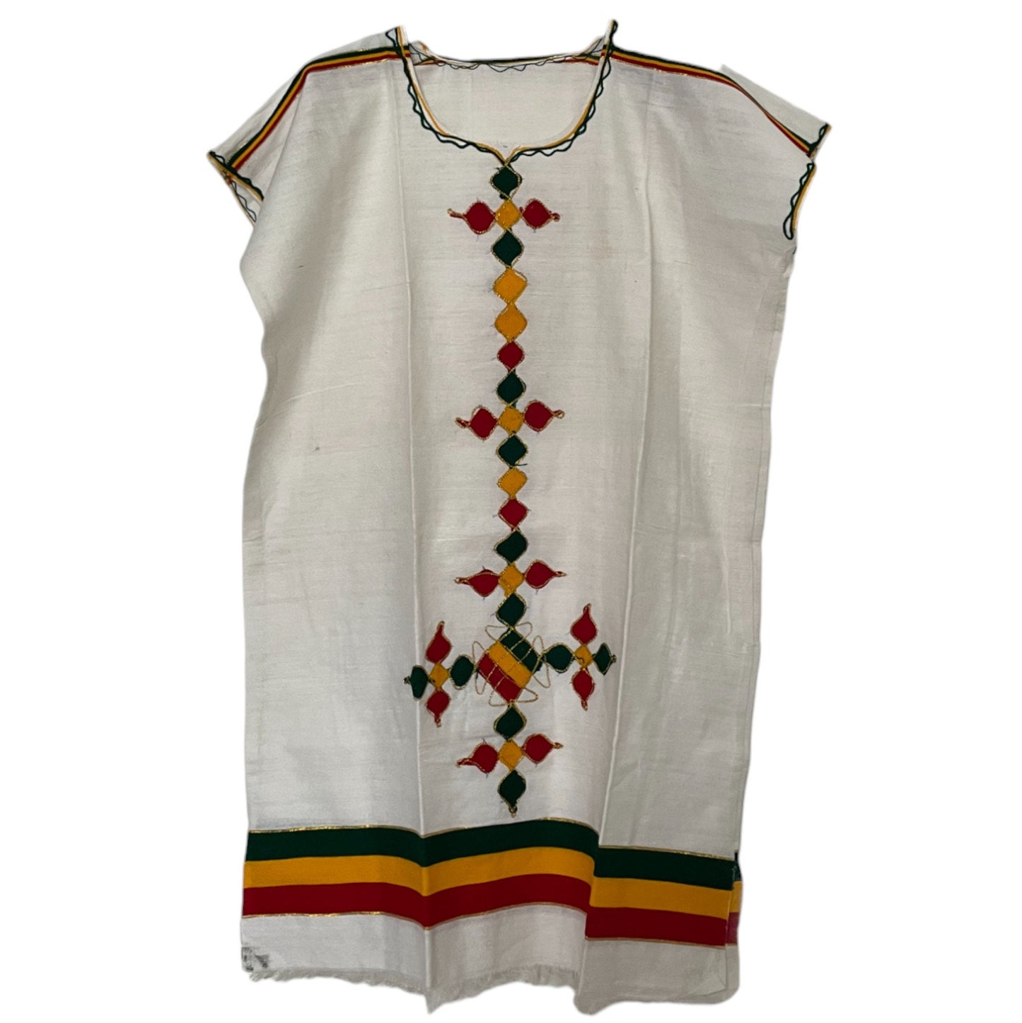 Handmade Traditional Ethiopian Rasta Colour Dress. - Habesha Kemis, African Clothing, Ethiopian Fashion, Traditional Attire