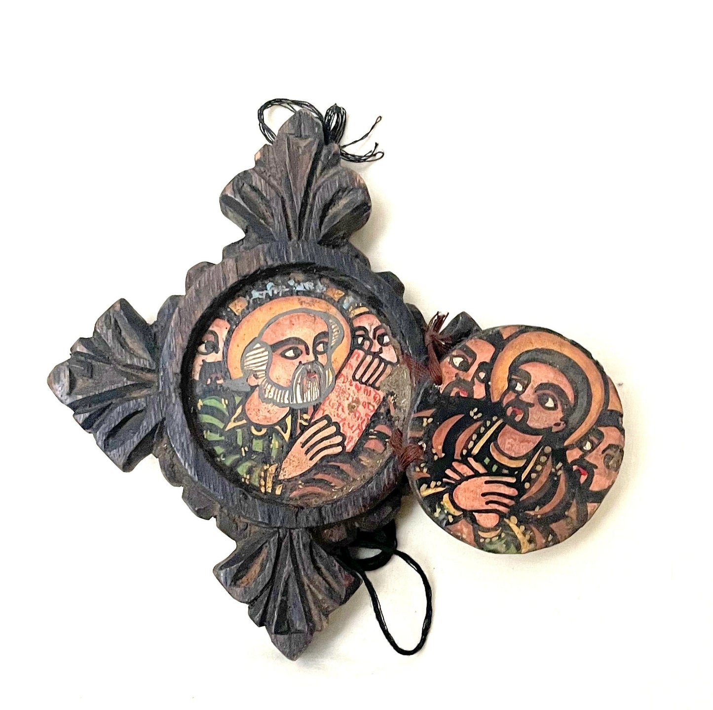 Ethiopian Pocket Prayer Icon, Hand Carved Wooden Coptic Art, Christian Art, Old Ethiopian Coptic Icon, Ethiopian Religious Art, Collectible